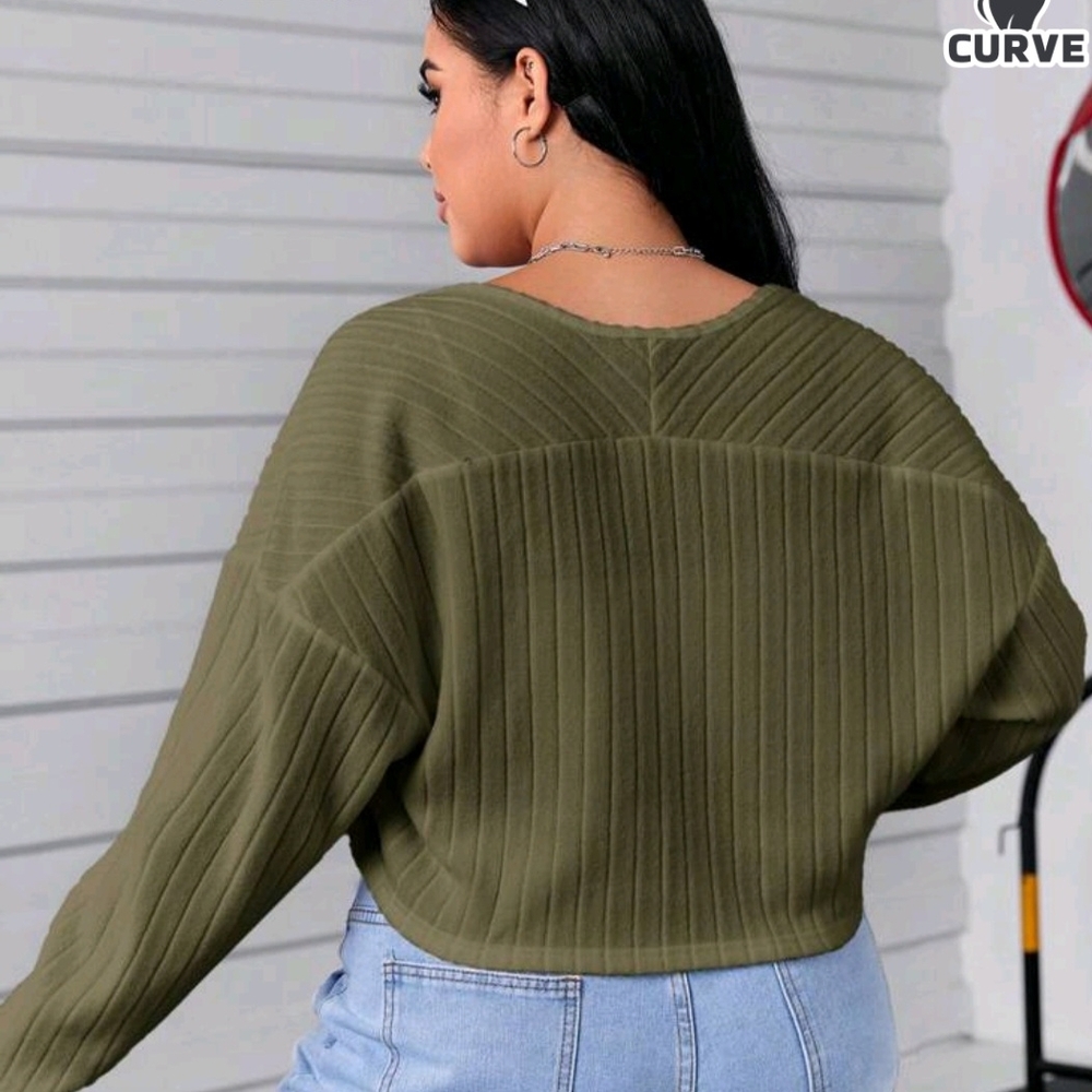 Army Green Ribbed Cardigan - Picture 6 of 7